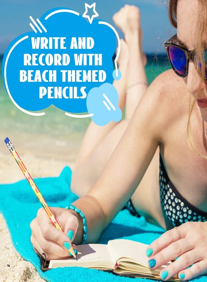 Fainne 36 Pcs Beach Pencils with Eraser Bulk Hawaii Beach Themed Party Favors Novelty Fun Wooden Assorted Colorful Pencils for Class School Reward Prize Christmas Party Favors Gifts, 6 Style - Image 3